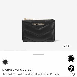 Michael Kors Black Leather Card Case with Gold Hardware